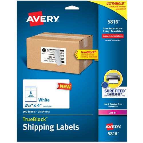 Avery Labels,Laser,Shipping,Permanent,2-1/2"x4",200/PK,WE