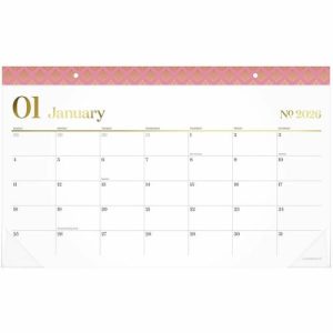 AT-A-GLANCE Desk Pad,WorkStyle,Mthly,12Mths,Jan-Dec,17.75"x11",Pink