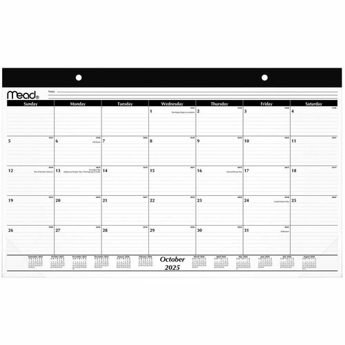 AT-A-GLANCE Desk Pad,Mthly,15 Mths,Oct-Dec,17-3/4"x11",Black