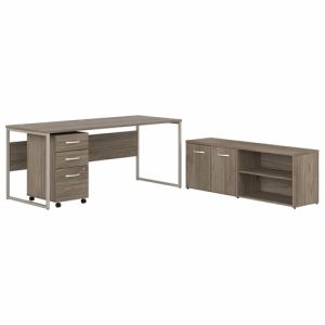 Bush Business Furniture  Computer Desk,w/Storage/Pedestal,71"x29"x29.91",Mod Hickory