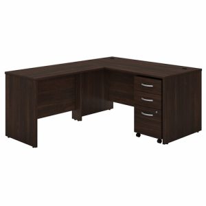 Bush Business Furniture  Desk, w/42" Return/BBF Ped, 60"x30"x30", Black Walnut