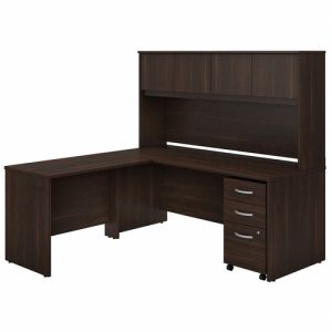 Bush Business Furniture  Desk,w/42"Return/Hutch/BBF Ped,72"x72"x66",Black Walnut