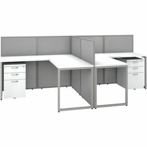 Bush Business Furniture  Desks,w/Returns/Panels,2-Person,119"x60"x44-78",Pure White