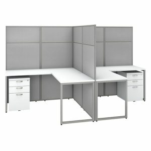 Bush Business Furniture  Workstation,w/Peds,2-Person,119.09"x60"x66.34",Pure White