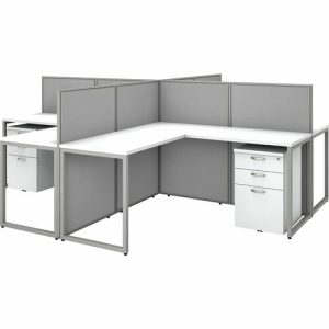 Bush Business Furniture  Desks,4-Person,w4 Pedestals/Panels,120"x120"x45",Pure White