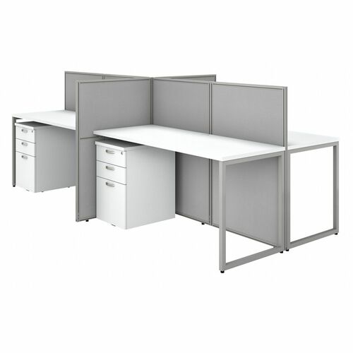 Bush Business Furniture Desks,w/Pedestals/Panels,4-Person,119"x60"x44-7/8",Pure WE