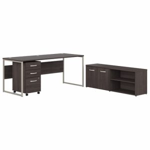 Bush Business Furniture  Computer Desk,w/Storage/Pedestal,71"x29"x29.91",Storm GY