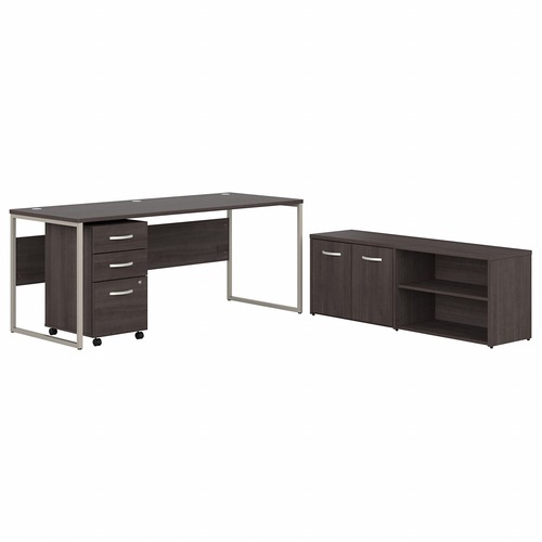 Bush Business Furniture Computer Desk,w/Storage/Pedestal,71"x29"x29.91",Storm GY