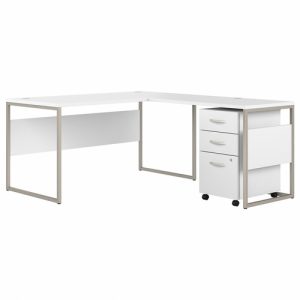 Bush Business Furniture  Desk,L-Shaped,w/Ped,59.45"x71.34"x29.9",White