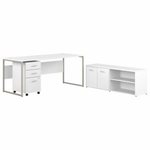 Bush Business Furniture  Computer Desk,w/Storage/Pedestal,71"x29"x29.91",White