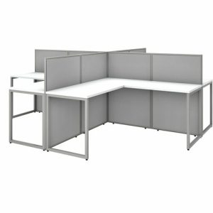 Bush Business Furniture  Desks,4-Person,w/Panels,120"x120"x45",Pure White