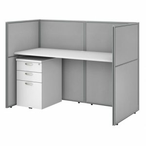 Bush Business Furniture  Desk,w/Pedestal/Panels,Closed,61"x30-1/2"x45",Pure White