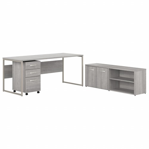 Bush Business Furniture Computer Desk,w/Storage/Pedestal,71"x29"x29.91",Platinum GY