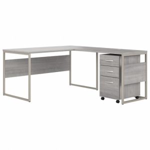 Bush Business Furniture  Desk,L-Shaped,w/Ped,59.45"x71.34"x29.9",Platinum GY