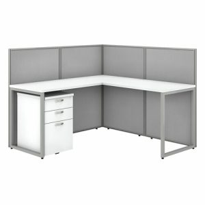 Bush Business Furniture  L-Desk,w/Return/Ped/Panels,Open,60"x60"x44-7/8",Pure White