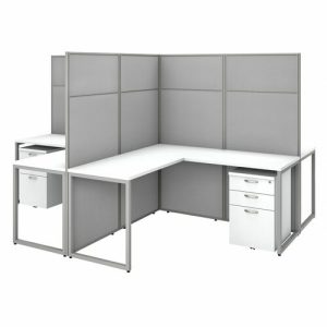 Bush Business Furniture  Workstation,w/Peds,4-Person,119.09"x119.09"x66.34",Pure WE