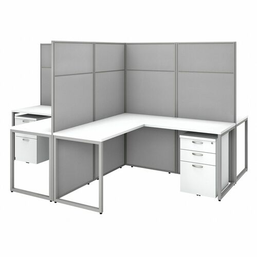 Bush Business Furniture Workstation,w/Peds,4-Person,119.09"x119.09"x66.34",Pure WE