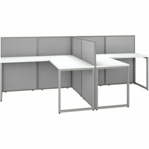 Bush Business Furniture  Desks,w/Returns/Panels,2-Person,119"x60"x44-78",Pure White