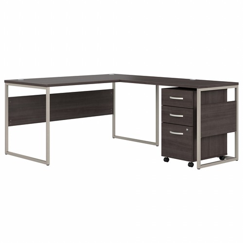 Bush Business Furniture Desk,L-Shaped,w/Ped,59.45"x71.34"x29.9",Storm Gray