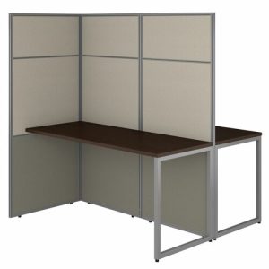 Bush Business Furniture  Workstation,2-Person,60"x60"x66.34",Mocha Cherry