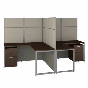 Bush Business Furniture  Workstation,w/Peds,2-Person,119.09"x60"x66.34",Mocha CY