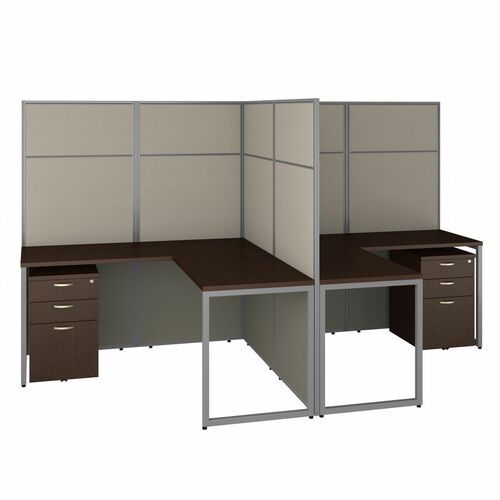 Bush Business Furniture Workstation,w/Peds,2-Person,119.09"x60"x66.34",Mocha CY