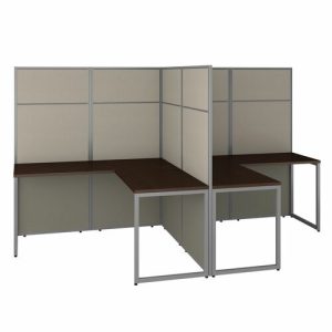 Bush Business Furniture  Workstation,2-Person,119.09"x60"x66.34",Mocha Cherry