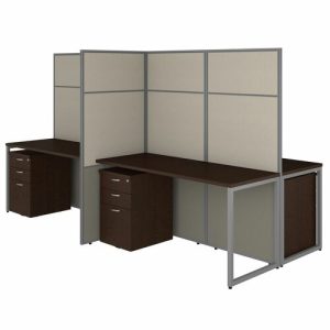 Bush Business Furniture  Workstation,4-Person,w/Peds,119.09"x60"x66.34",Mocha Cherry