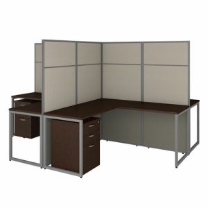 Bush Business Furniture  Workstation,w/Peds,4-Person,119.09"x119.09"x66.34",Mocha CY