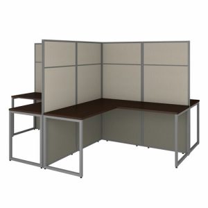 Bush Business Furniture  Workstation,4-Person,119.09"x119.09"x66.34",Mocha Cherry