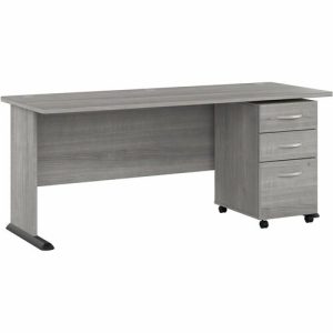 Bush Business Furniture  Computer Desk,w/BBF Ped,71.54"x26.8"x29.66",Platinum Gray