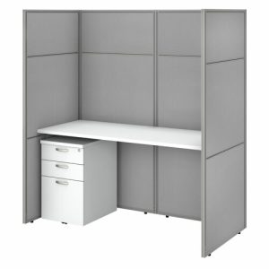 Bush Business Furniture  Workstation,w/Closed Panels/Ped61"x30.51"x66.34",Pure White