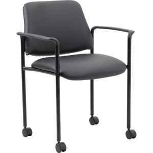 Boss Office Products  Chair,Stacking,w/Casters,Vinyl,24"x22.5"x31.5",BK