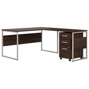 Bush Business Furniture  Desk,L-Shaped,w/Ped,59.45"x71.34"x29.9",Black Walnut