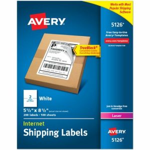 Avery  Laser Shipping Labels,Perforated,5-1/2"x8-1/2",200/BX,WE