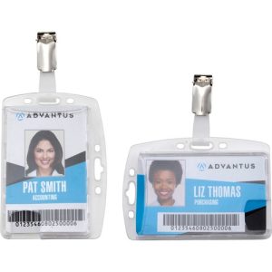 Advantus Corp. Badge Holder,w/RotatingClip,Vertical/Horizontal,25/PK,CL