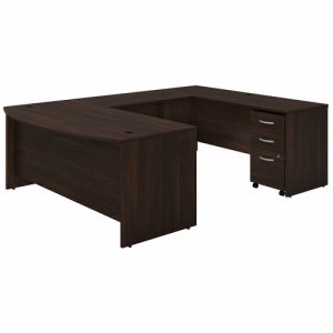 Bush Business Furniture  U-Station,Bowfront,w/BBF Ped,72"x101"x30",Black Walnut