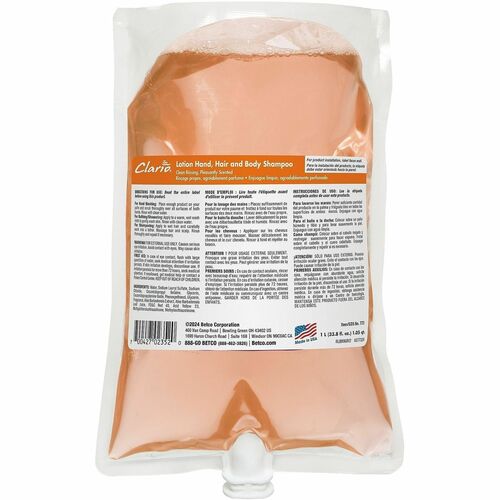 Betco Corporation Shampoo, f/Hair/Body, Clario, 1000ml, 6/CT, Orange