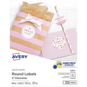 Avery  Labels,Round,SureFeed,EasyPeel,Inkjet&Laser,2",120/PK,MTEWE
