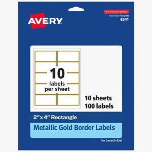 Avery  Labels,Address,w/Gold Borders,4"x2",100/PK,Matte WE