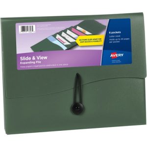 Avery File Folder,6-Pocket,Slide&View,Expanding,Letter-size,Sage
