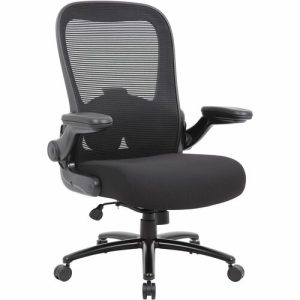 Boss Office Products  Chair,FlipArms,Mesh/Fabric Seat,30-1/2"x30"x43-1/2",BK