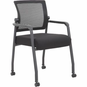 Boss Office Products  Chair,Guest,w/Casters,MeshBack/FabricSeat,24"x23"x35-1/2",BK