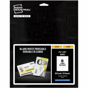 Avery  ID Badge,w/No Clip Hole,Poly,11.mil,2.125"x3.375",80/PK,WE