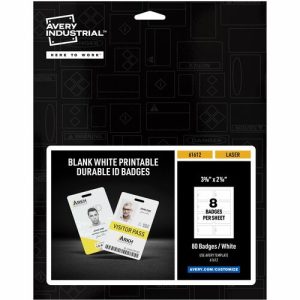 Avery  ID Badge,w/Clip Hole,Poly,Tall,11.mil,2.125"x3.375",80/PK,WE