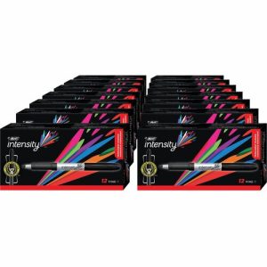 Bic  Marker, Permanent, w/ Rubber Grip, Fine Point,18DZ/CT Red