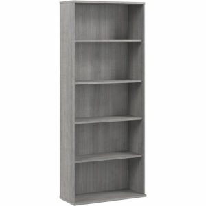 Bush Business Furniture  Bookcase,5 Shelf (3 Adj),29.53"x12.80"x72",Platinum Gray