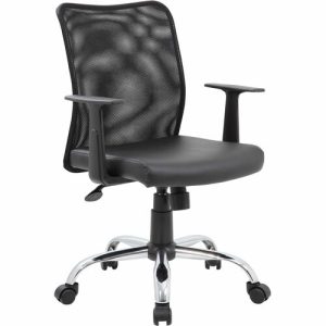 Boss Office Products  Task Chair,Mesh Back,Caressoft Seat,Height-Adj,Casters,BK