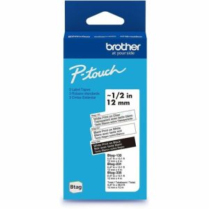 Brother  Label Tape,Btag,0.47"x13.1',3/PK,WEonClear,BKonWE,WEonBK