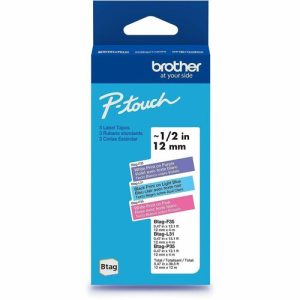 Brother  Label Tape,Btag,0.47"x13.1',3/PK,WEonPE,BKonLightBE,WEonPK